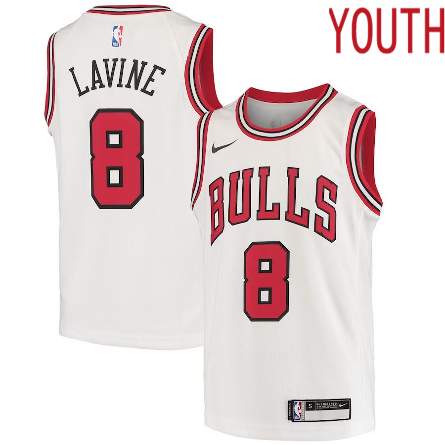 Youth Chicago Bulls 8 Zach LaVine Nike White Swingman NBA Jersey